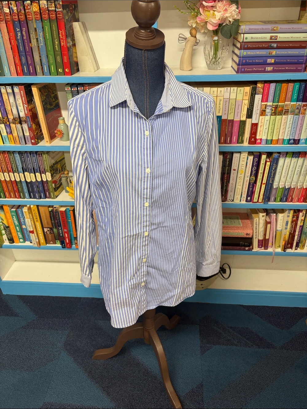 J. McLaughlin large striped button down shirt